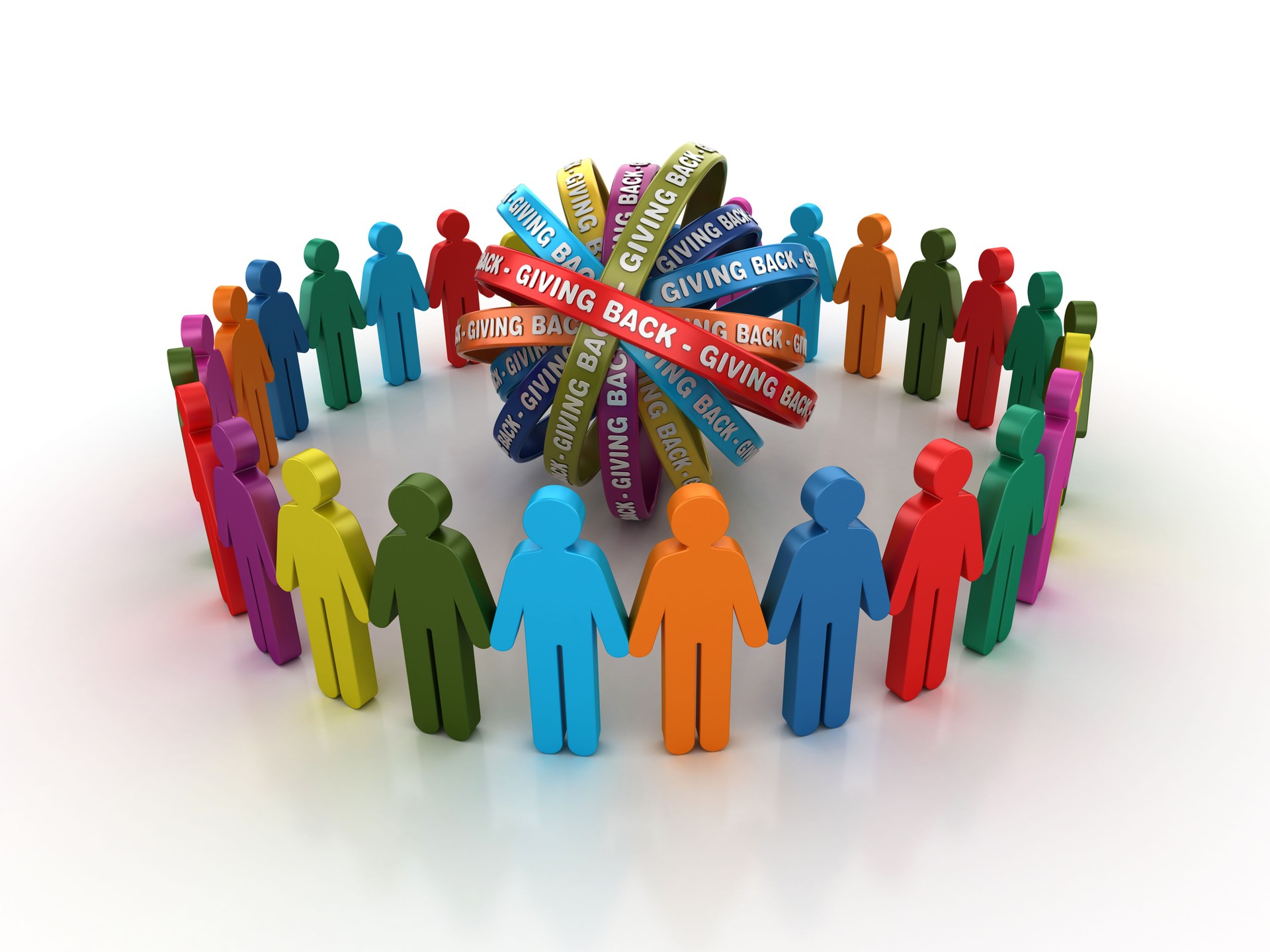Pictogram Teamwork with GIVING BACK Ribbons- 3D Rendering
